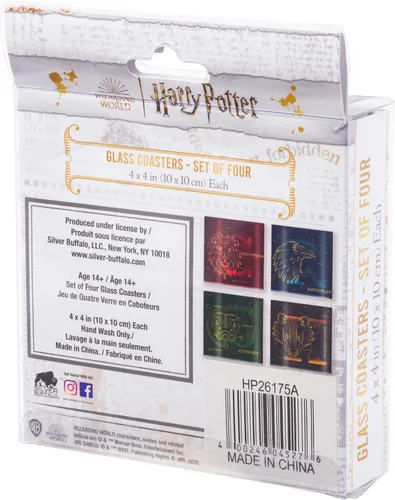 Vista 14 de Silver Buffalo Harry Potter Constellations - Juego de posavasos de cristal de 4 piezas, multicolor (HP26175A)