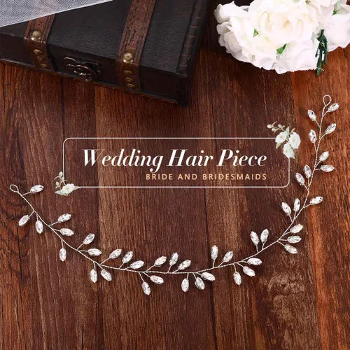 Vista 2 de JAKAWIN Novia Rhinestone boda pelo vid cristal pieza de pelo nupcial accesorio para el cabello para mujeres y niñas HV190