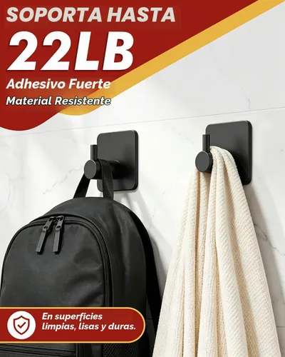 Vista 3 de Auxmir Ganchos Adhesivos de Servicio Pesado 30lb(Máx) Ganchos de Pared, Paquete de 5 Toallero Autoadhesivo Sin Daños, Acero Inoxidable para Abrigo