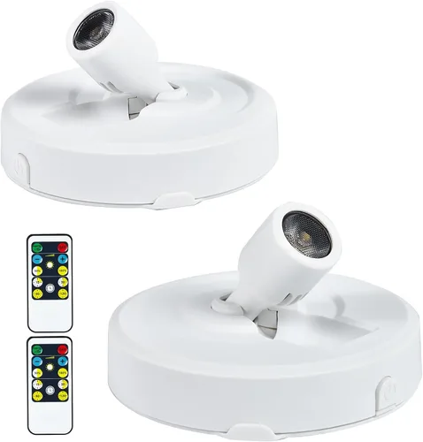 Vista 15 de Foco inalámbrico a pilas con control remoto, paquete de 2 luces para debajo del armario con función de temporizador para debajo del mostrador