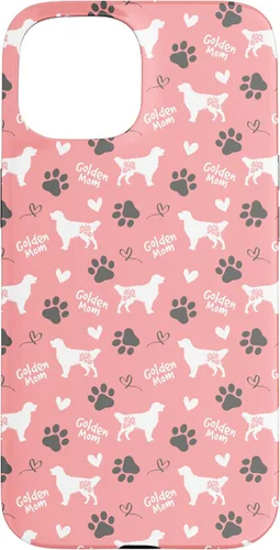 Vista 6 de Golden Retriever - Carcasa para iPhone 17, diseño de mamá y perro, diseño floral, color rosa