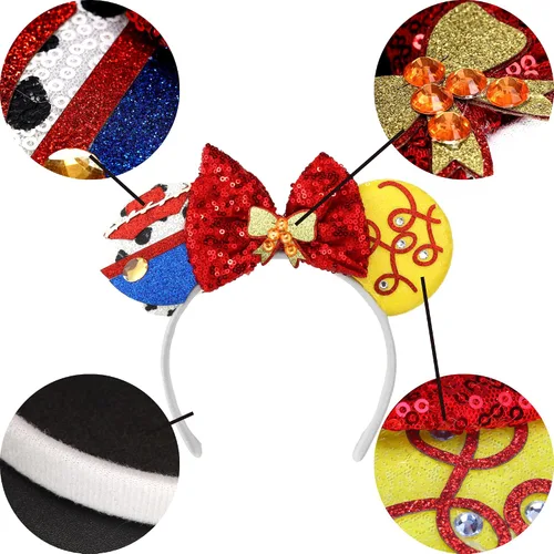 Vista 5 de Needzo Toy Inspired Story - Diadema con orejas de ratón, disfraz de vaquera, accesorio para el cabello, talla única