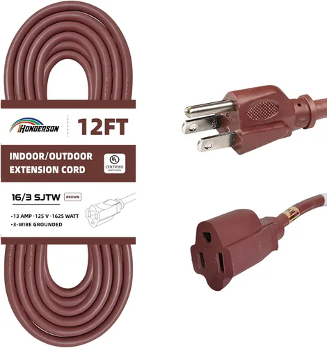 Vista 20 de Cable de Extensión HONDERSON, Certificación UL, Calibre 16, 1 Pie de Largo, Color Negro, 3 Puntas, Resistente, 16/3 SJTW, 13A, Cable de Energía