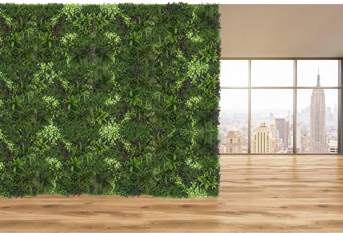 Vista 5 de ULAND Paneles de pared de plantas artificiales, 1 pieza de 40 x 40 pulgadas, decoración de fondo de pared de césped verde, hojas de hiedra