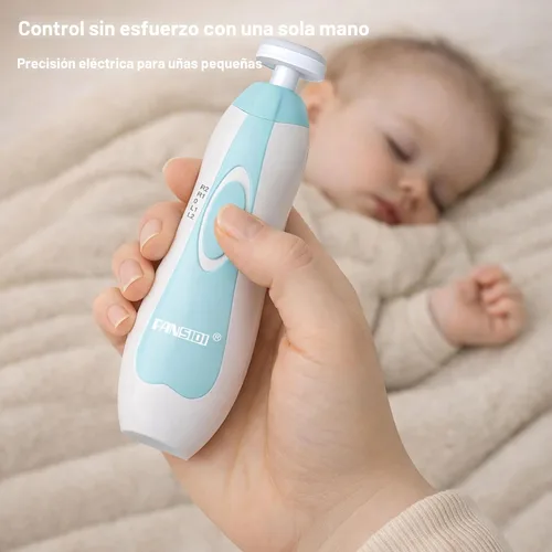 Vista 3 de Fansidi Cortadora de uñas eléctrica, lima de uñas fácil y segura para bebés recién nacidos, uso nocturno silencioso, cabezales de molienda de 4 Azul