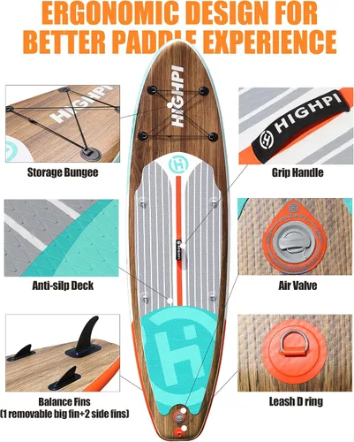 Vista 6 de Inflatable Stand Up Paddle Board for Youth and Adults – Wide Sup with Premium Accessories, Blow Up Paddleboard for Surfing, Fishing, Yoga & More
