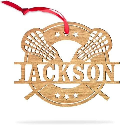 Vista 5 de Adorno personalizado de palos de lacrosse – nombre personalizado, adorno LAX, adornos de equipo de Lacrosse y jugador, decoración de regalo