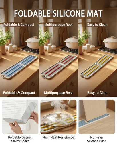 Vista 4 de Alfombrilla de almacenamiento plegable de silicona para encimera