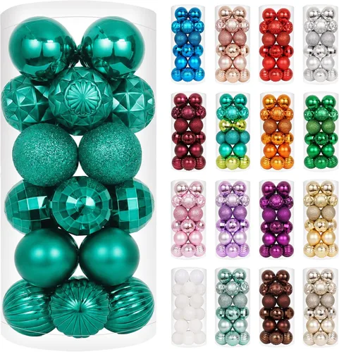 Vista 66 de XmasExp Juego de 24 mini esferas de Navidad inastillables para bolas de árbol de Navidad, 1.18 pulgadas (negro)