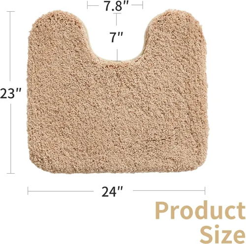 Vista 2 de Disolla Alfombra de inodoro en forma de U, color beige, 23 x 24, lavable a máquina, antideslizante, alfombra de piso de inodoro de felpa suave