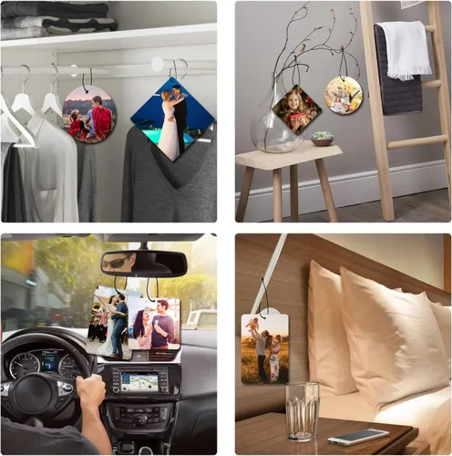 Vista 5 de Ambientador personalizado para coche Ambientadores personalizados para coche con imágenes, accesorios para coche para hombres, novios, familia