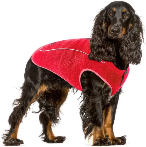 Vista 14 de Suéter de forro polar aislado para perros Chaleco ligero y cálido para perro Puerto con cremallera para arnés Chaqueta de invierno para clima