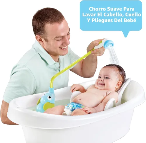 Vista 2 de Yookidoo - Cabezal de ducha para baño de bebé con forma de elefante y boquilla con forma de trompa - para bebés recién nacidos en tina o fregadero