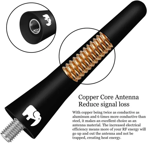 Vista 3 de ONE250 Antena de núcleo de cobre de goma corta de 2.5 pulgadas, compatible con Mazda MX-5 Miata (2006-2024), Mazda2 (2002-2016), Mazda3 (2002-2013)