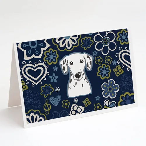 Vista 35 de Caroline's Treasures BB5095GCA7P - Tarjetas de felicitación y sobres con diseño de flores azules y sabuesos afganos, paquete de 8 tarjetas en blanco