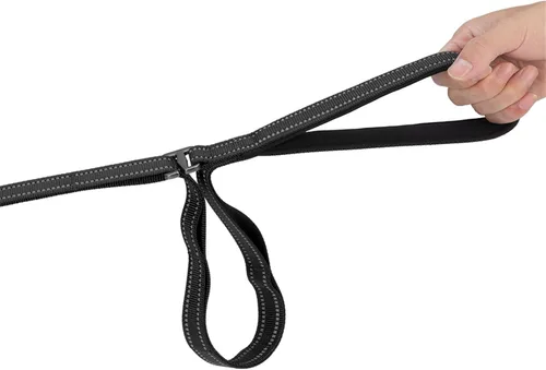 Vista 5 de EXCELLENT ELITE SPANKER Correa de nailon reflectante de doble capa para perro, con asa acolchada, correas de nailon de 5 pies para perros para Negro