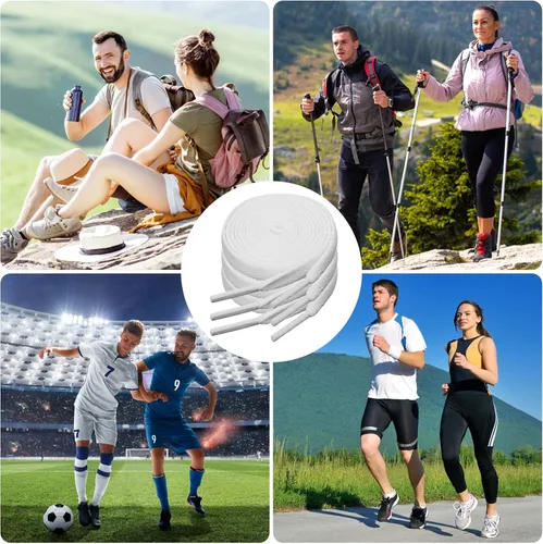 Vista 7 de 3 pares de cordones planos para zapatos deportivos, cordones planos de 516 pulgadas de ancho y 47 pulgadas de largo, cordones blancos de repuesto