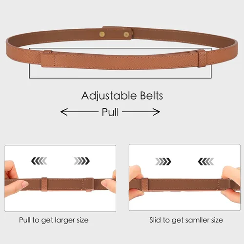 Vista 57 de Cinturón de cuero clásico con hebilla de metal para mujer con vestido de jeans