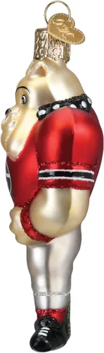 Vista 3 de Old World Christmas University of Georgia Hairy Dawg - Adorno de cristal soplado para árbol de Navidad, decoración navideña hecha a mano, colección