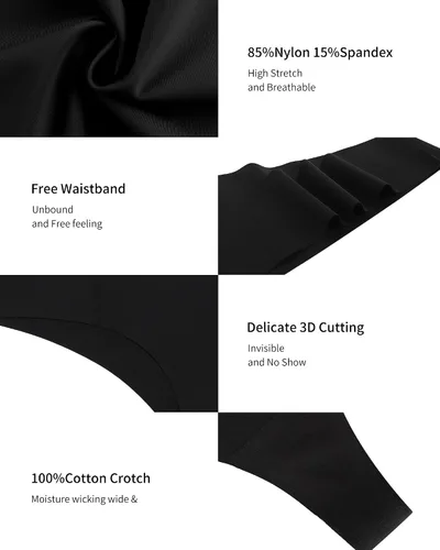 Vista 3 de SHARICCA Ropa interior invisible sin costuras para mujer, tanga, suave, paquete múltiple