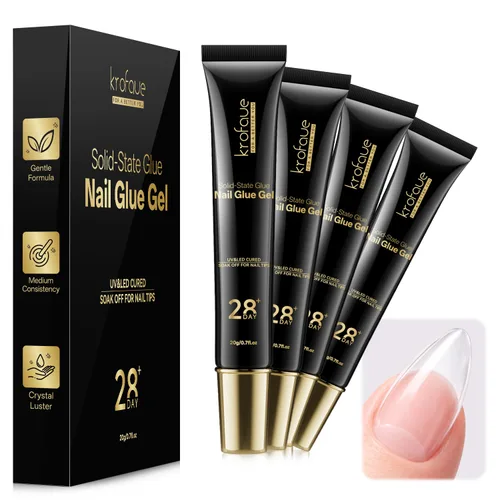 Vista 13 de krofaue Duck Nail Tips - Clear Flexible Gel Curved Nail Tips Media cubierta de pato transparente