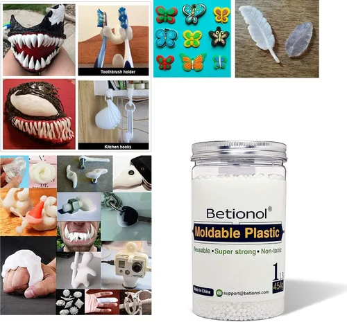 Vista 7 de Betionol Arcilla de plástico moldeable, 2 libras/32 onzas, arcilla blanca para modelar, cuentas termoplásticas para hacer actividades creativas