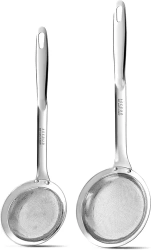 Vista 10 de Ugotit Cuchara espumadera de acero inoxidable, colador de malla fina para cocinar, desnatador de grasa y desnatador de olla caliente, accesorio