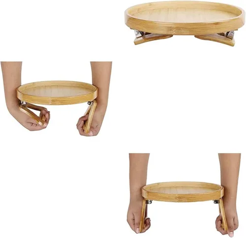 Vista 6 de Mesa de clip para el brazo del sofá, mesa multifunción para sofá, bandeja de sofá de bambú con clip en la mesa auxiliar para sofás anchos, bandeja 1