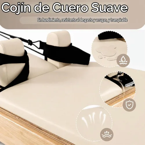 Vista 7 de Pilates Reformer Machine, Wood Foldable Pilates Machine Equipment for Home Workout