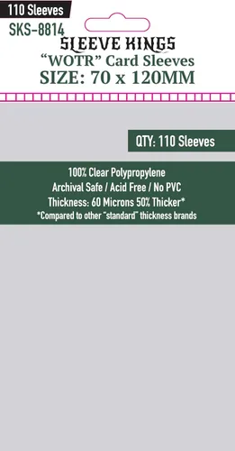 Vista 52 de Sleeve Kings Fundas para tarjetas estándar, 110 unidades, transparentes de 60 micrones de grosor, tamaño mini (1.575 x 3.504 in), compatibles