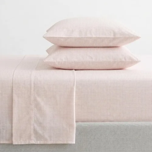 Vista 45 de Martha Stewart - Juego de sábanas tamaño individual con sábana bajera y funda de almohada, ropa de cama de percal de algodón con una sensación