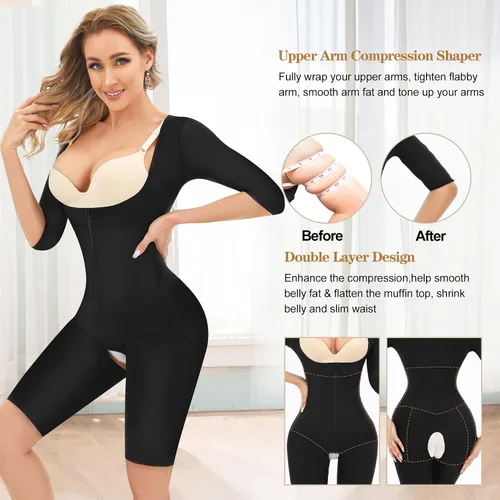 Vista 2 de RDSIANE Fajas colombianas con control de abdomen para mujer, faja moldeadora de cintura para levantamiento de glúteos, parte superior del brazo