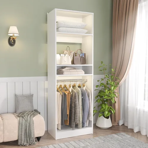 Vista 3 de Unikito - Sistema de armario independiente, armario organizador de 25" con varillas para colgar y estante, estante ajustable para ropa, torre