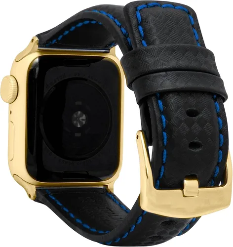 Vista 16 de Bandini Correa de cuero de fibra de carbono para hombre para Apple Watch de 1.732 in 1.772 in 1.654 in 1.614 in 1.575 in 1.496 in Ultra 1.929 in