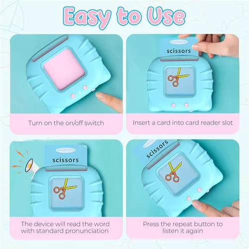 Vista 3 de Tarjetas flash parlantes con palabras visuales para niños pequeños de 2, 3, 4 años, juguetes sensoriales para niños autistas, juguetes educativos