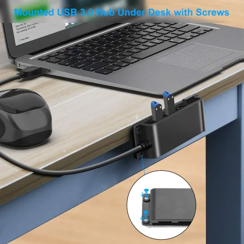 Vista 4 de Hub de escritorio portátil USB 3.0 de 4 puertos, concentrador de datos USB 3.0 fija con cable de 3.3 pies para MacBook, Mac Pro/Mini, iMac, XPS
