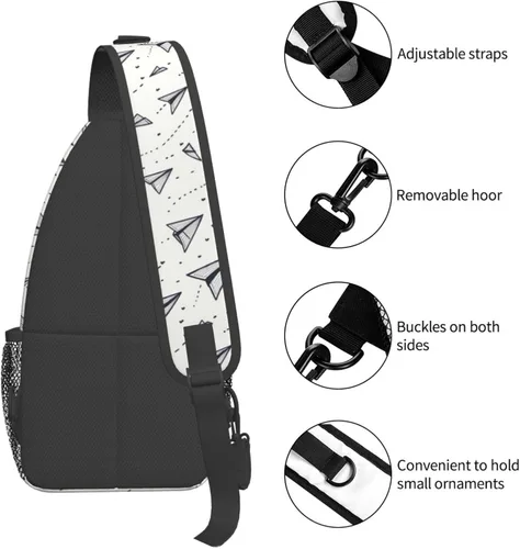 Vista 3 de Small Crossbody Bags for Women Men - Vintage Paper Airplane Print Adjustable Shoulder Bag Fanny Packs Belt Sling Bag Crossbody Purses Backpack for