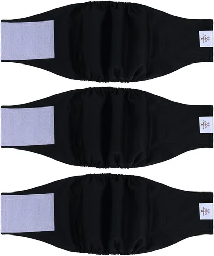 Vista 62 de CuteBone - Pañales lavables para perro macho, banda abdominal, paquete de 3 unidades, color negro, modelo DM54XS