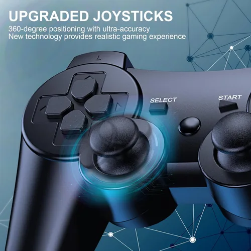 Vista 4 de Diswoe Controllers for PS-3, Wireless PS-3 Controller 2 Pack, Bluetooth Gamepad Joystick, Double Vibrating Controller for Play_station 3 with 2 USB