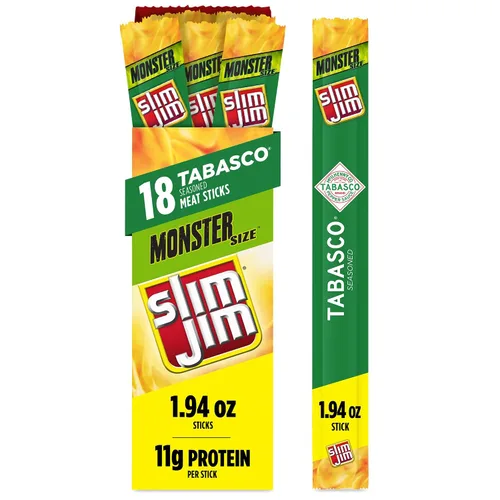 Vista 14 de Slim Jim Monster Jerky Palitos de carne, Teriyaki sazonados, 1.94 onzas, 18