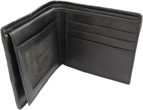 Vista 3 de Cartera de piel de cocodrilo genuina con garras de pie para hombre, Negro