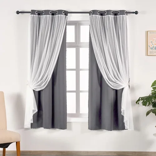Vista 21 de Anytime Cortinas opacas y transparentes con ojales sólidos en la parte