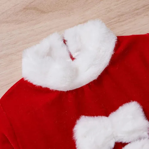 Vista 4 de Toddler Girl Christmas Dress for First Christmas Baby Girl Outfit Little Girls Santa Red Dresses with Hat 0-6 Years