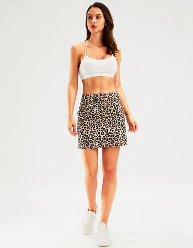 Vista 6 de SANTINY Falda pantalón de golf de 16 pulgadas para mujer, bolsillos con cremallera, falda de tenis de cintura alta para mujer, falda deportiva