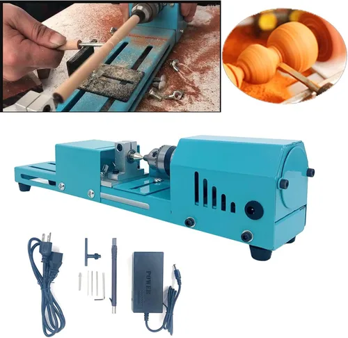 Vista 6 de Mini torno de cuentas pulidora máquina de sobremesa Torno de madera Torno de madera Aleación de aluminio MICRO Torno de madera DIY carpintería