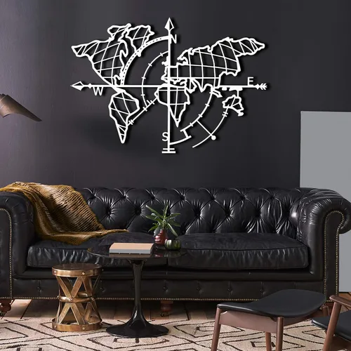 Vista 7 de Tubibu Arte de pared moderno, mapa del mundo metálico, tamaño 26 x 38 pulgadas, arte de pared de metal, mapa del mundo y decoración de pared