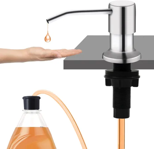 Vista 9 de Dispensador de jabón para fregadero de cocina, bomba dispensadora de jabón para debajo del fregadero, buena ventosa, tubo de extensión de 47 Negro
