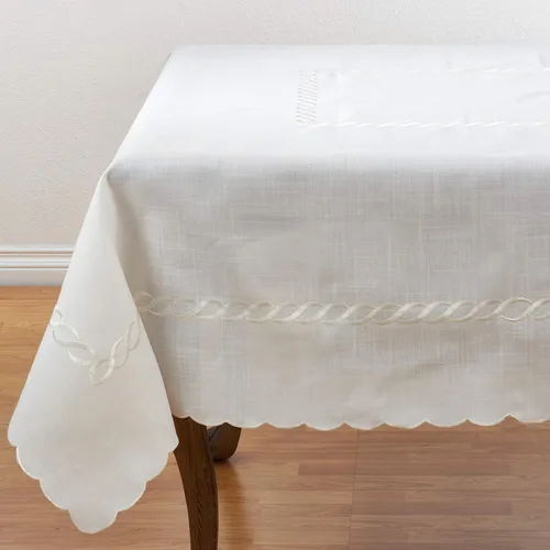 Vista 5 de SARO LIFESTYLE 1064.W1420B Abigail Collection - Manteles individuales trenzados con bordado (juego de 4) de 14 x 20 pulgadas, color blanco
