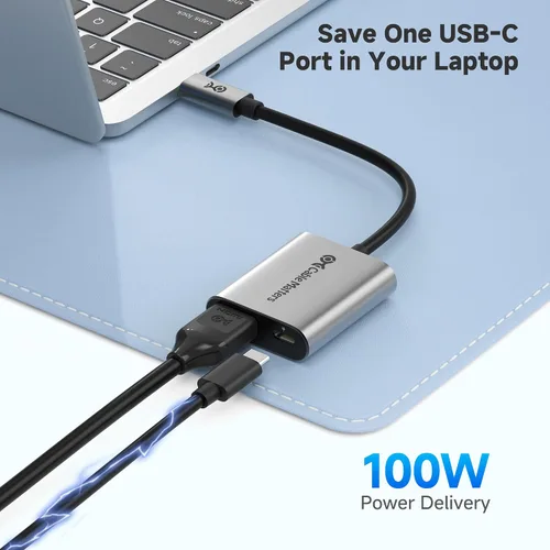 Vista 3 de Cable Matters Adaptador USB C a HDMI 2.1 de 48 Gbps con carga de 100 W
