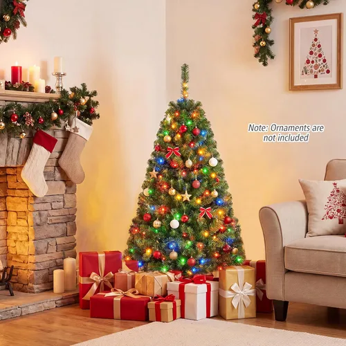 Vista 3 de HAPPYGRILL Árbol de Navidad artificial preiluminado de 4 pies con 296